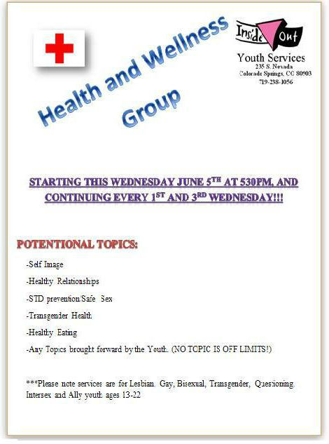 Health and Wellness @ Inside/Out Youth Services | Colorado Springs | Colorado | United States